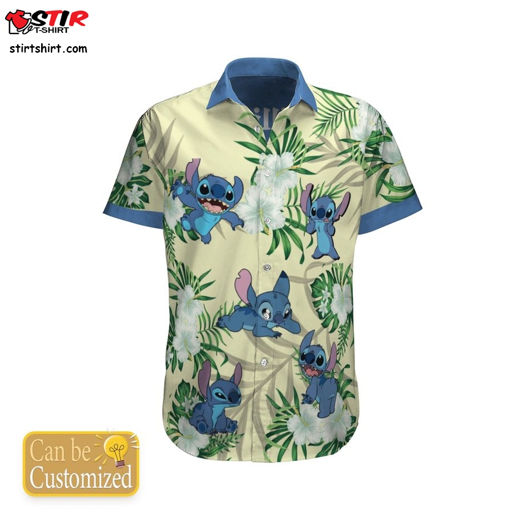 Personalized Stitch Flower Hawaiian Shirt Summer Shirt  Disney Stitch 