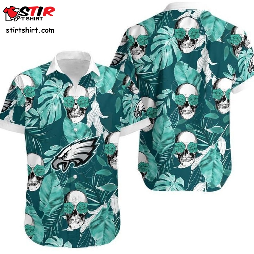 Philadelphia Eagles Coconut Leaves And Skulls Hawaii Shirt And Shorts Summer Collection H97  Philadelphia Eagles 