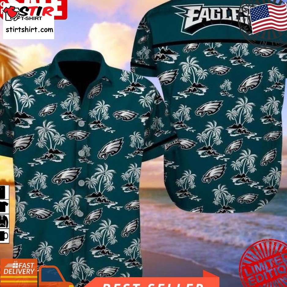 Philadelphia Eagles Hawaiian Nfl Hawaiian Graphic Print Short Sleeve Hawaiian Shirt Size S   5Xl  Philadelphia Eagles 