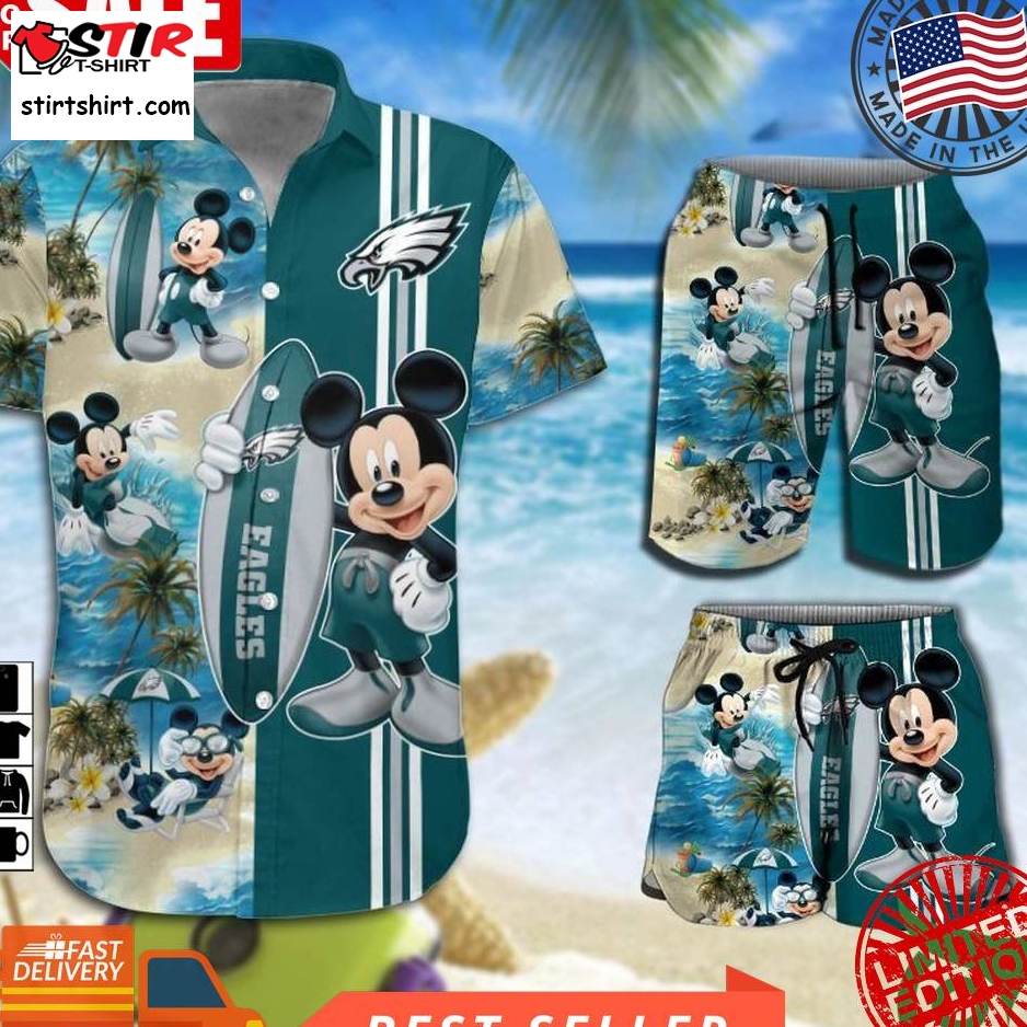Philadelphia Eagles Hawaiian Shirt And   Mickey Mouse Nfl  Philadelphia Eagles 