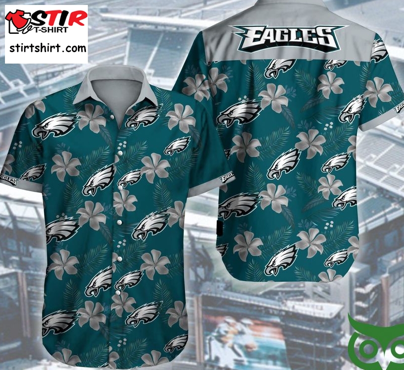 Philadelphia Eagles Logos Floral Teal Color Hawaiian Shirt  Philadelphia Eagles 