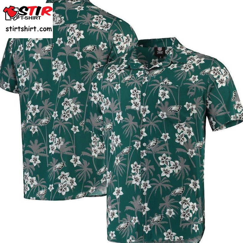 Philadelphia Eagles Midnight Green Floral Woven Button Up Hawaiian Shirt  Philadelphia Eagles 