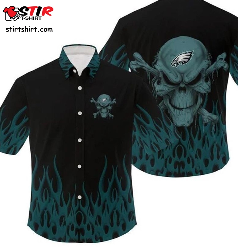 Philadelphia Eagles Skull Gift For Fan Hawaiian Shirt  Philadelphia Eagles 