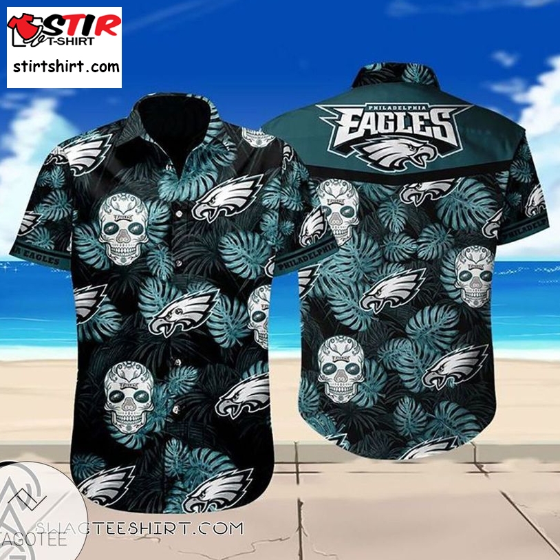 Philadelphia Eagles Skulls Tropical Hawaiian Shirt  Philadelphia Eagles 