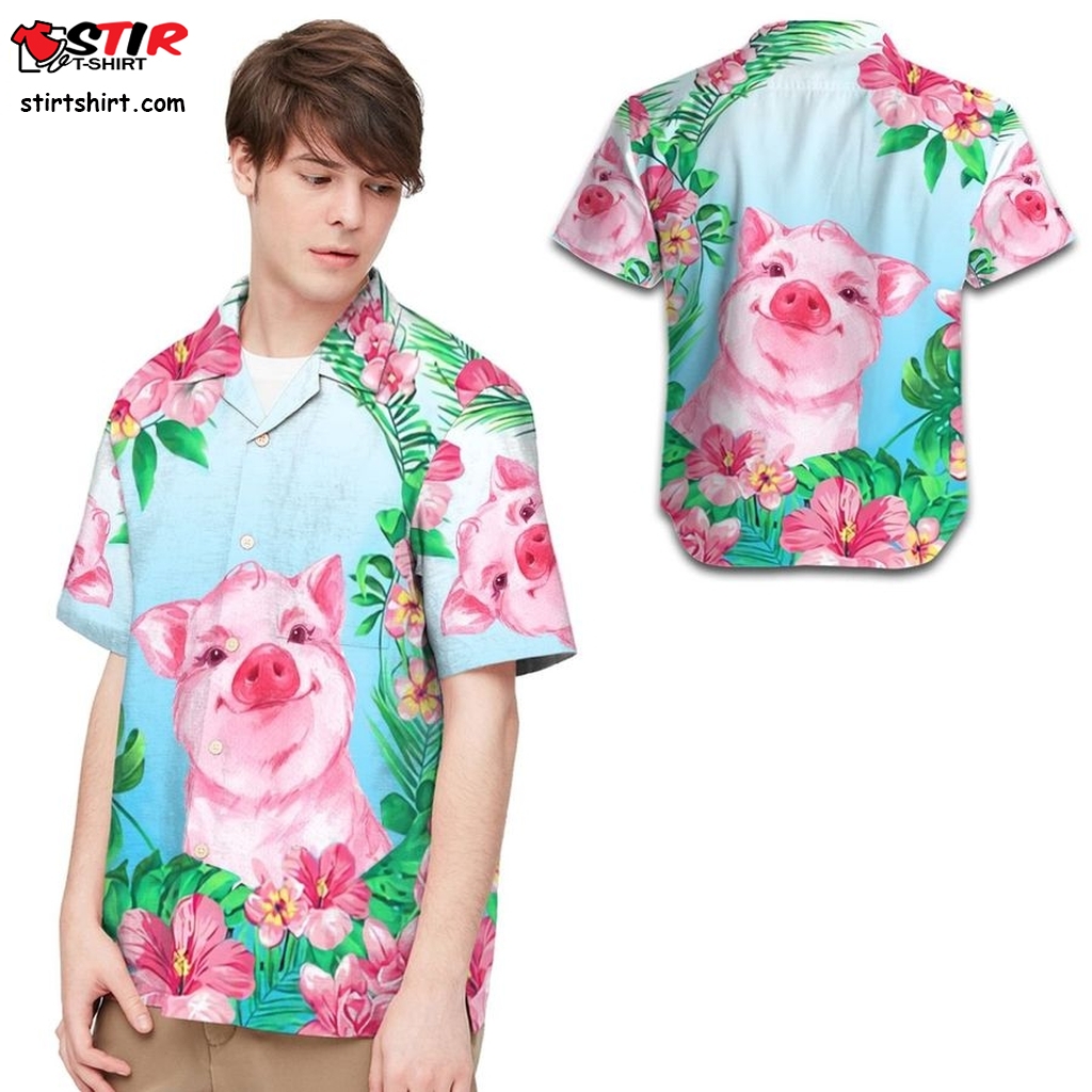 Pig Tropical Floral Men Hawaiian Shirt For Pig Lovers  Hawaiian Floral Shirt