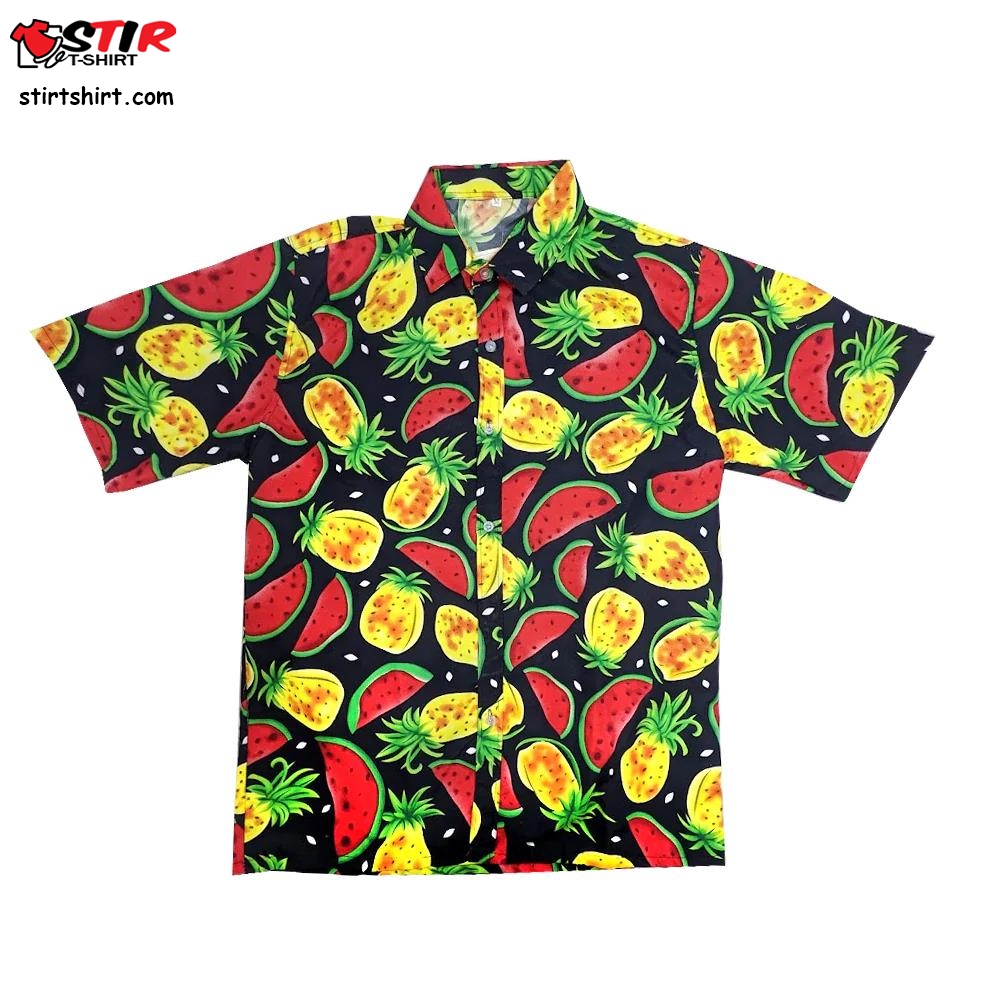 Pineapple And Watermelon Print Hawaiian Shirt
