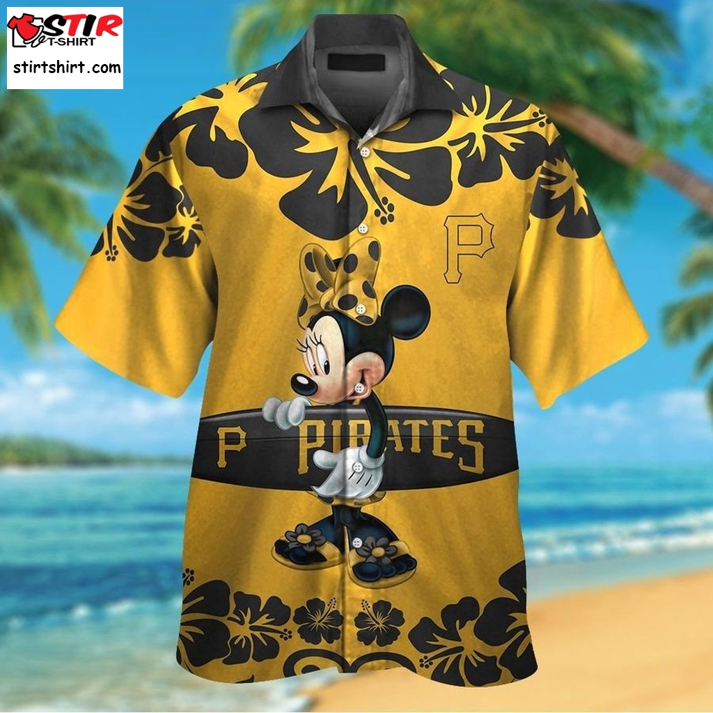Pittsburgh Pirates Minnie Mouse Short Sleeve Button Up Tropical Aloha Hawaiian Shirts For Men Women