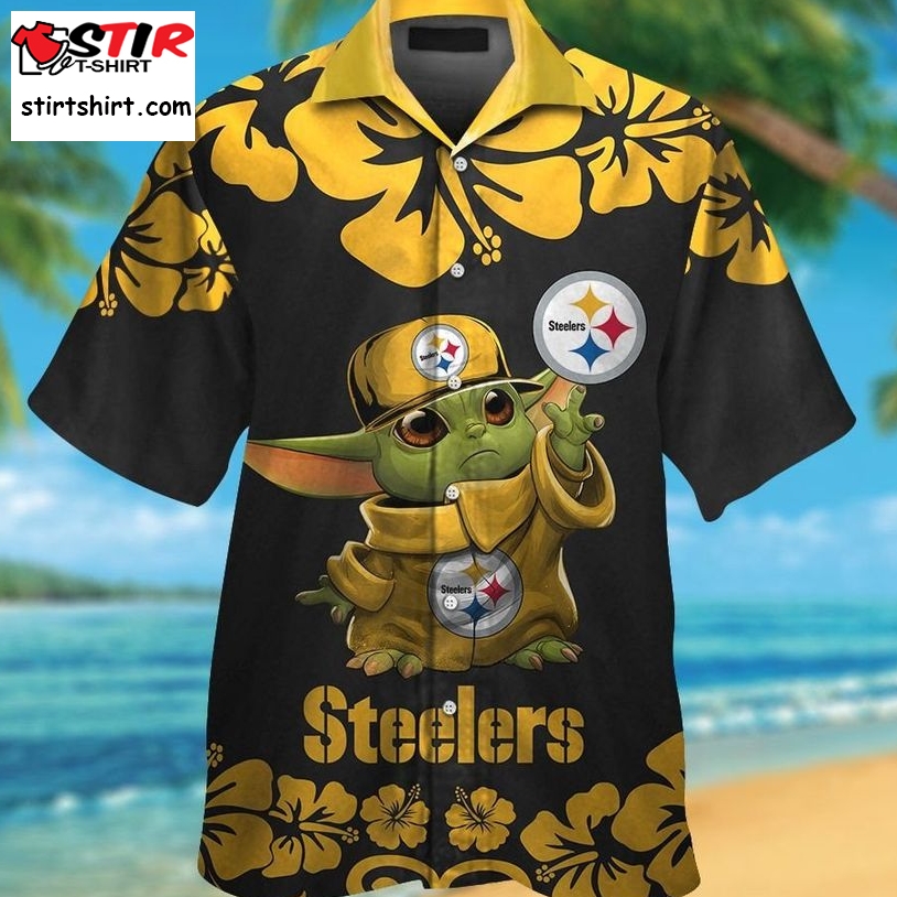 Pittsburgh Steelers Baby Yoda Short Sleeve Button Up Tropical Aloha Hawaiian Shirts For Men Women  Pittsburgh Steelers 