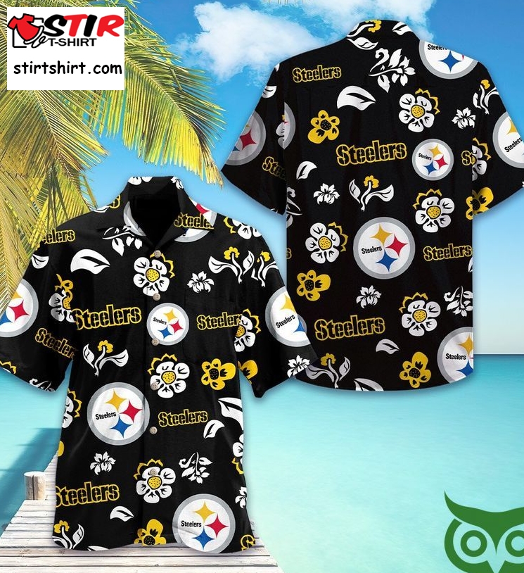 Pittsburgh Steelers Black Logo Hawaiian Shirt  Pittsburgh Steelers 