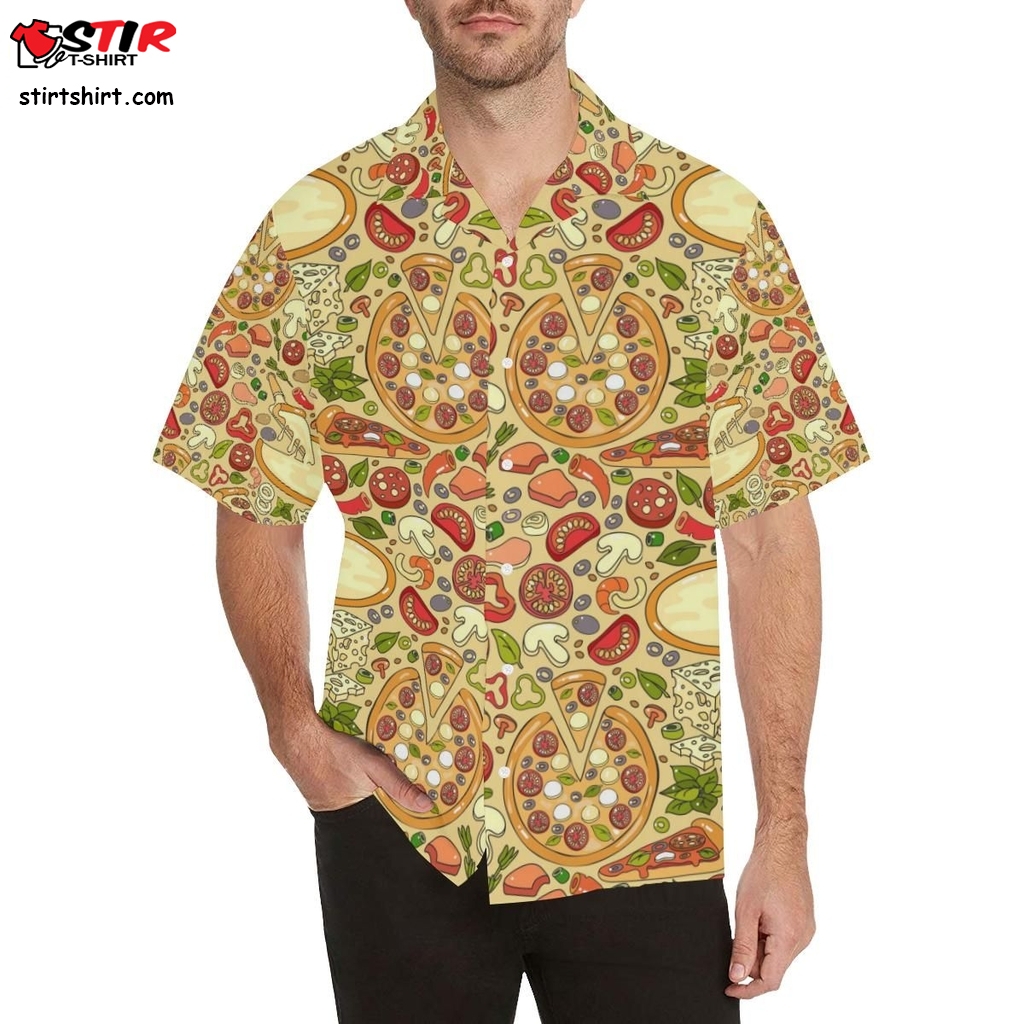 Pizza Pattern Background Men All Over Print Hawaiian Shirt  Hawaiian Pizza Shirt