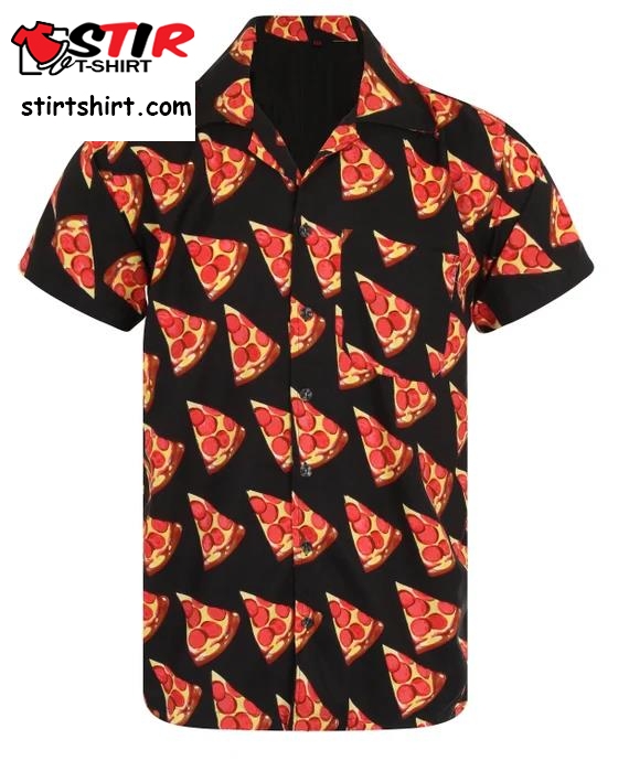 Pizza Shirt Hawaiian Shirt Mens Loud Aloha Holiday Fancy Dress Funny Takeaway