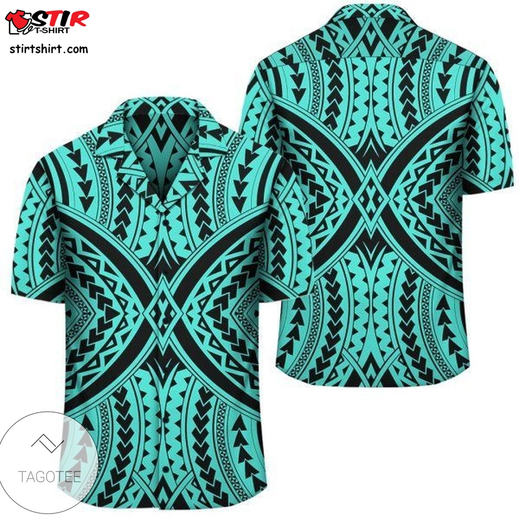 Polynesian Tradition Turquoise Hawaiian Shirt