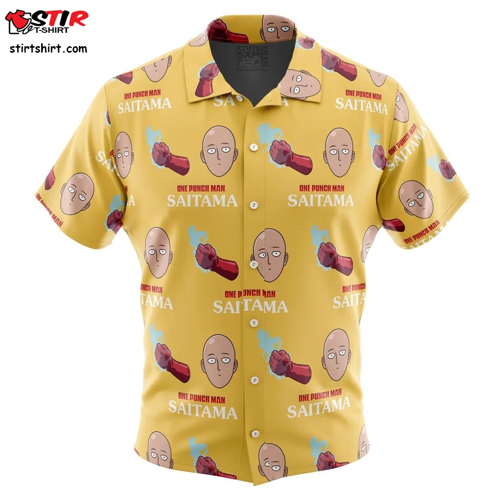 Power Saitama One Punch Man Button Up Hawaiian Shirt  Naturday 