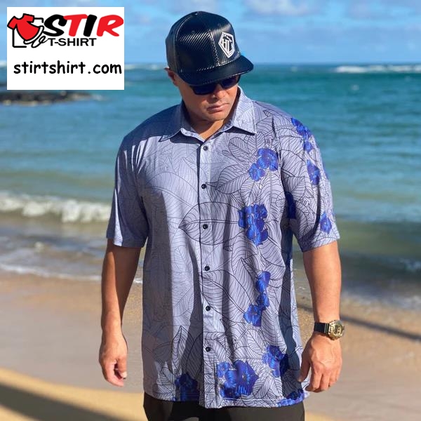 Puakenikeni Aloha Shirt Grey Blue  Hawaiian T Shirt Design