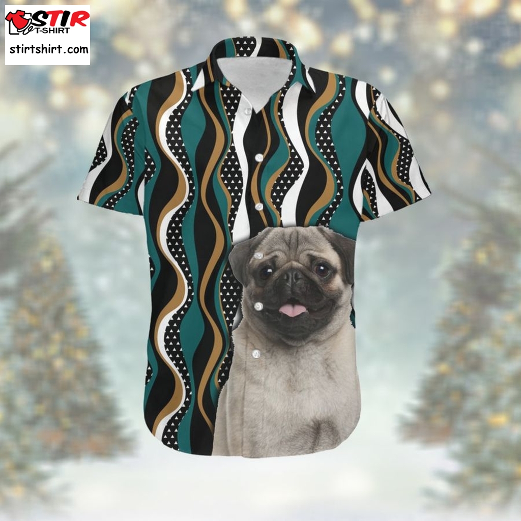 Pug Hawaiian Aloha Tropical Floral Women Beach Button Up Shirt For Dog Owners And Pet Lovers On Summer Vacation   And Jeans