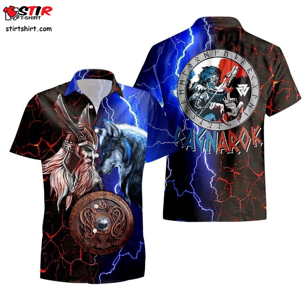 Ragnarok Wolf Viking Odin And Fenrir Battle Hawaiian Shirt  2t 