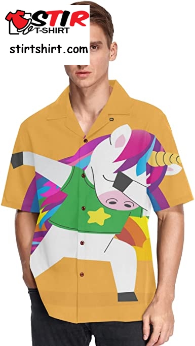 Rainbow Unicorn Shirts For Men Short Sleeve Button Down Hawaiian Shirt