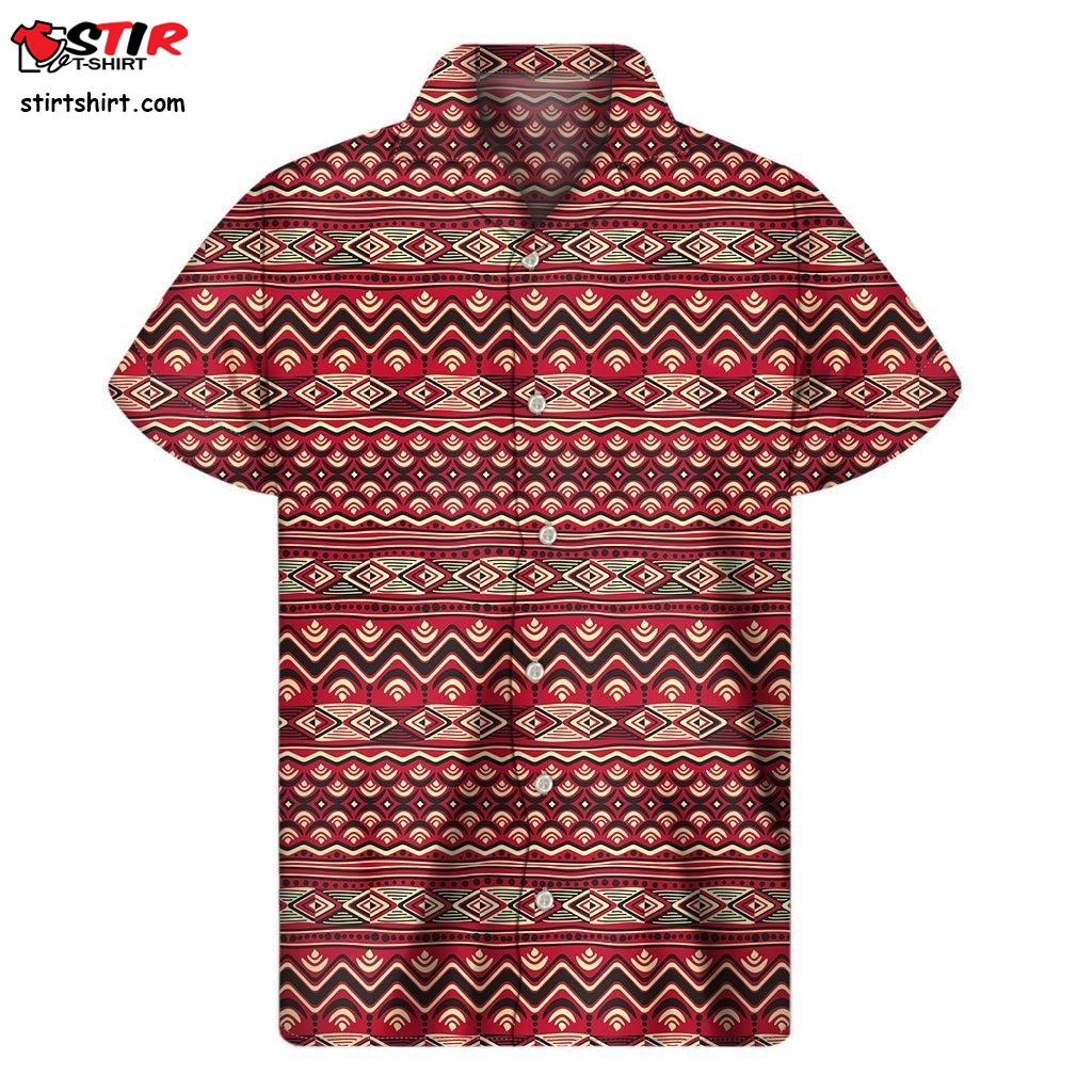Red N Tribal Pattern Print Mens Short Sleeve Shirt  Nautica 