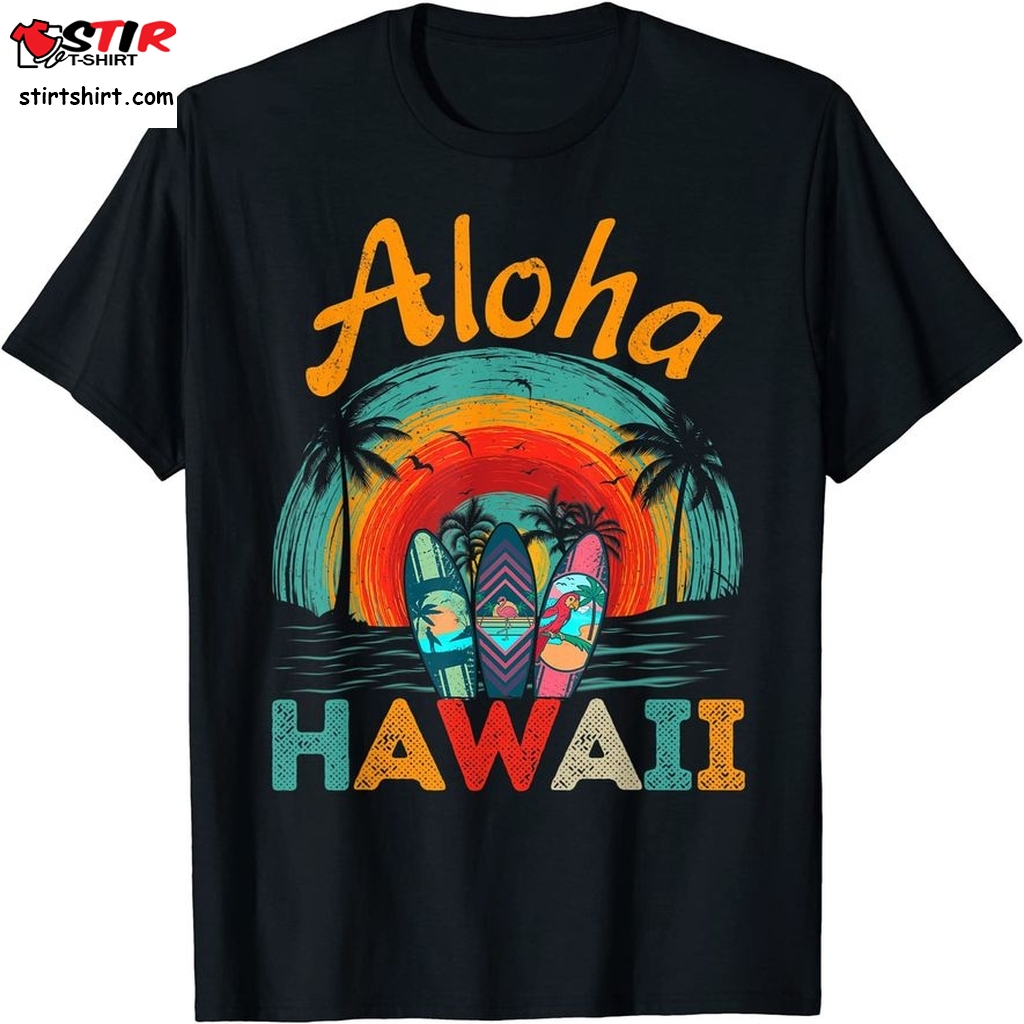 Retro Hawaiian Surfboard Aloha Hawaii Island Surfer Outfits T Shirt  Little Boys 