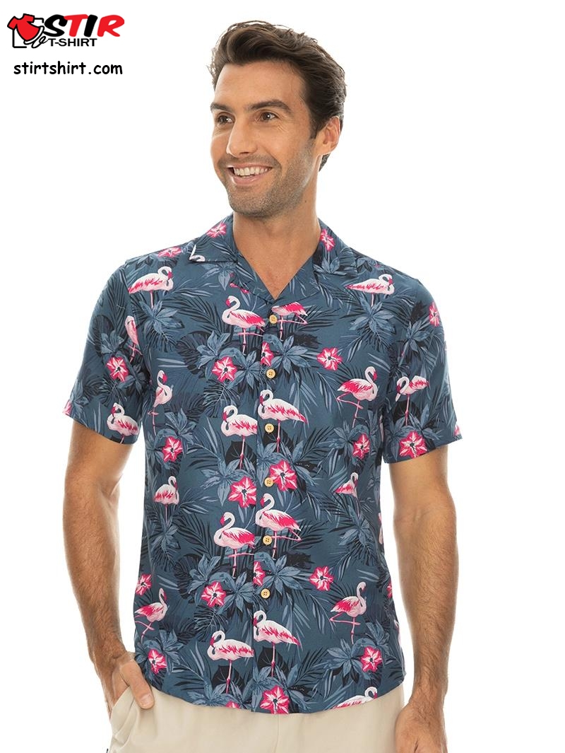 Riley Adams Pink Flamingo Slim Fit Hawaiian Shirt
