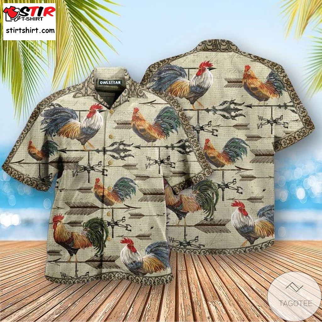 Rooster All Over Printed Hawaiian Shirt  Rooster Top Gun 