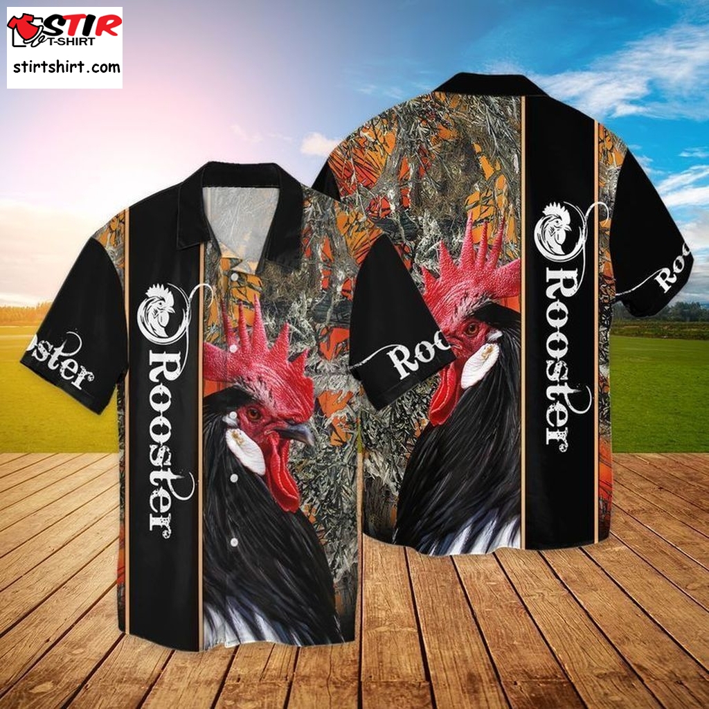 Rooster For Men And Women Graphic Print Short Sleeve Hawaiian Casual Shirt Y97   6323  Rooster Top Gun 