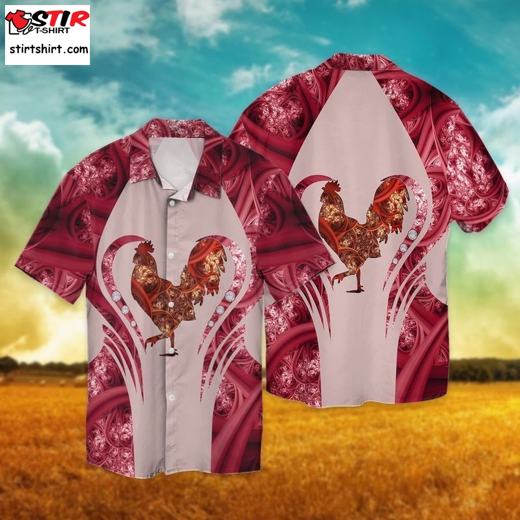 Rooster For Men And Women Graphic Print Short Sleeve Hawaiian Casual Shirt Y97   8748  Rooster Top Gun 