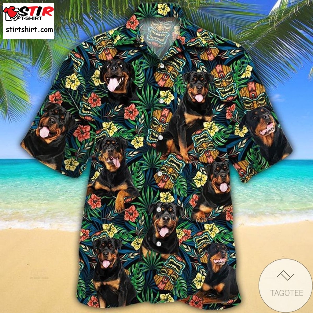 Rottweiler Dog Lovers Tribal Tiki Mask Hawaiian Shirt  Rottweiler 