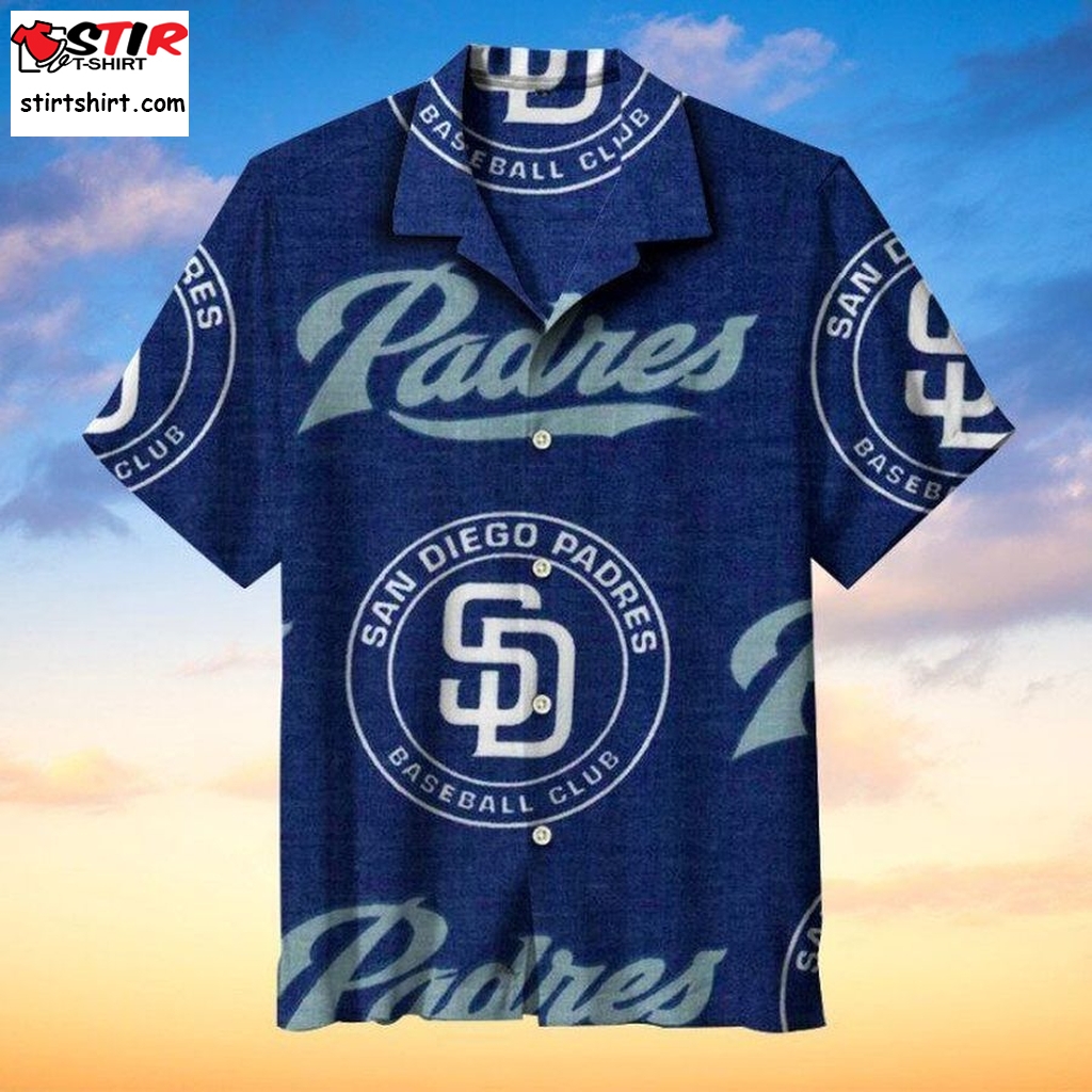 San Diego Padres Mlb Hawaiian Graphic Print Short Sleeve Hawaiian Shirt L98   6590