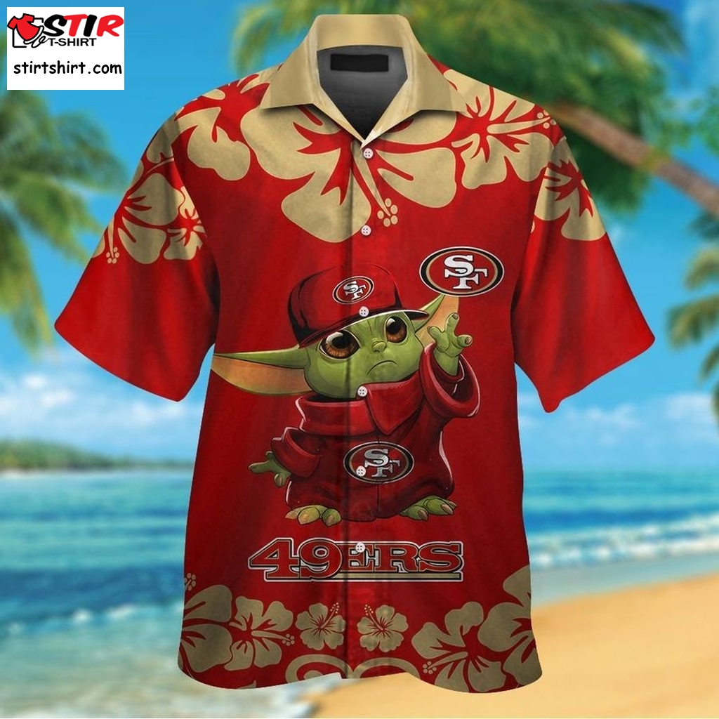 San Francisco 49Ers Baby Yoda Short Sleeve Button Up Tropical Aloha Hawaiian Shirts For Men Women  49ers 
