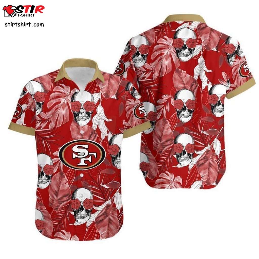 San Francisco 49Ers Coconut Leaves And Skulls Hawaii Shirt And Shorts Summer Collection H97  Mens  And Shorts Set