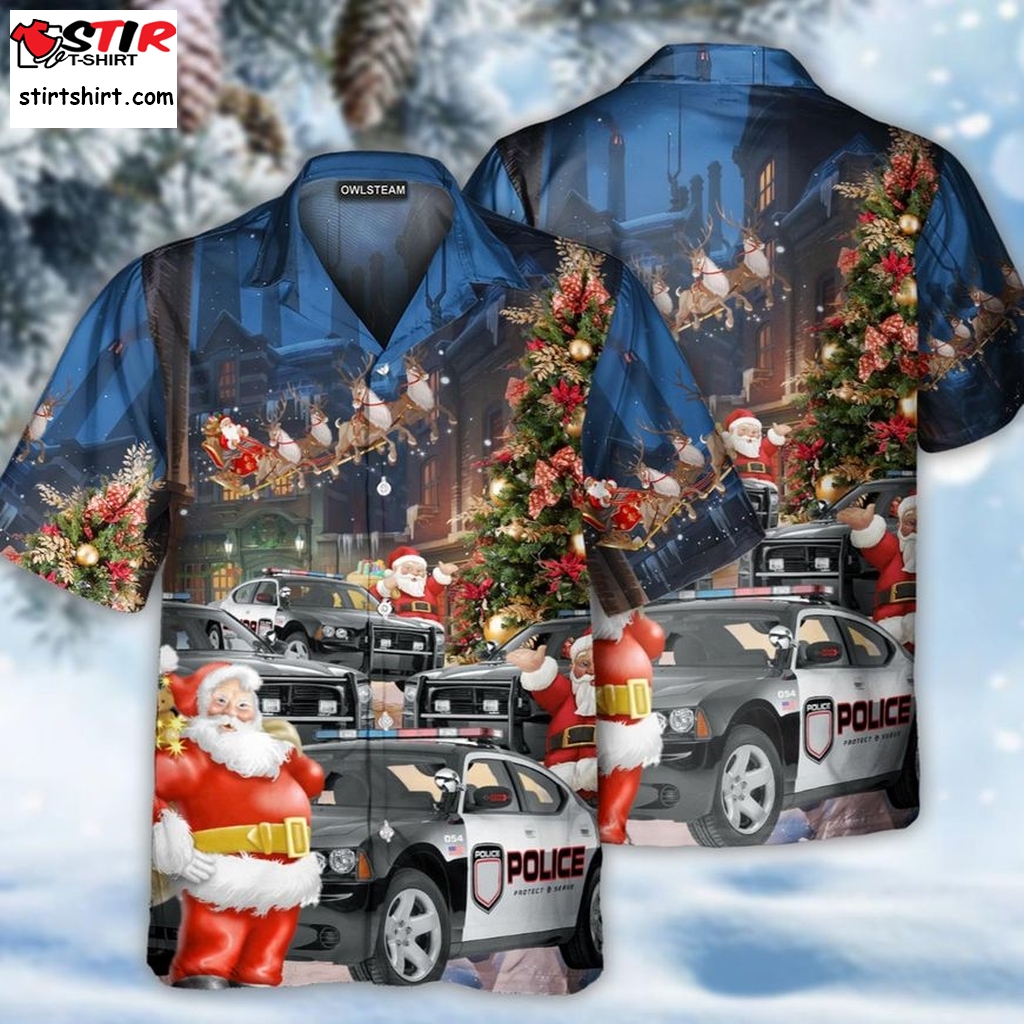 Santa Police Car Christmas Hawaiian Shirt