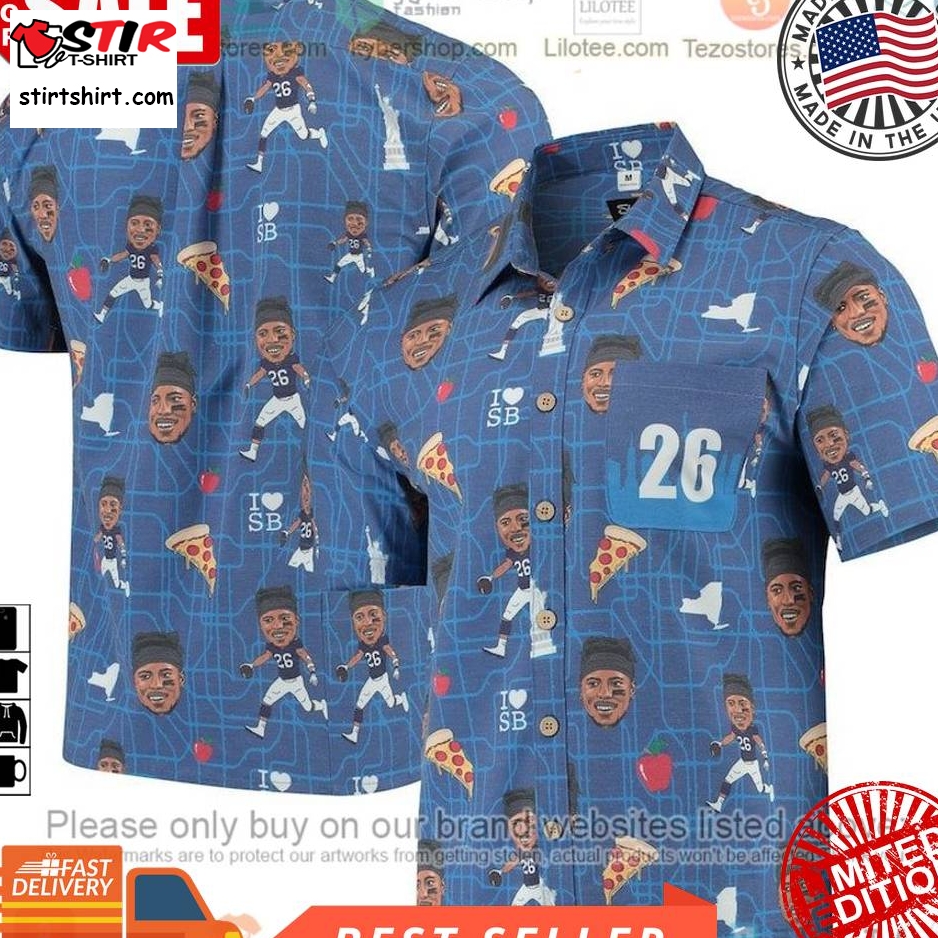 Saquon Barkley New York Giants Royal Nflpa Player Graphic Hawaiian Shirt  