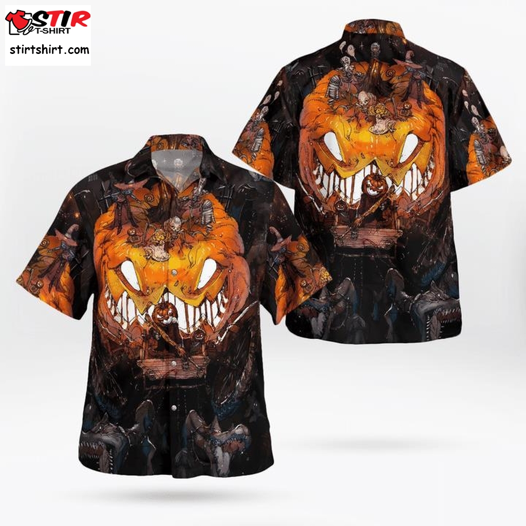 Scary Night Halloween Zombie Pumpkin Rising Haunted Spooky 3D Hawaii Shirt, All Over Print, 3D Tshirt, Hoodie, Sweatshirt, Long Sleeve, Aop Shirt  Long Sleeve Hawaiian T Shirt