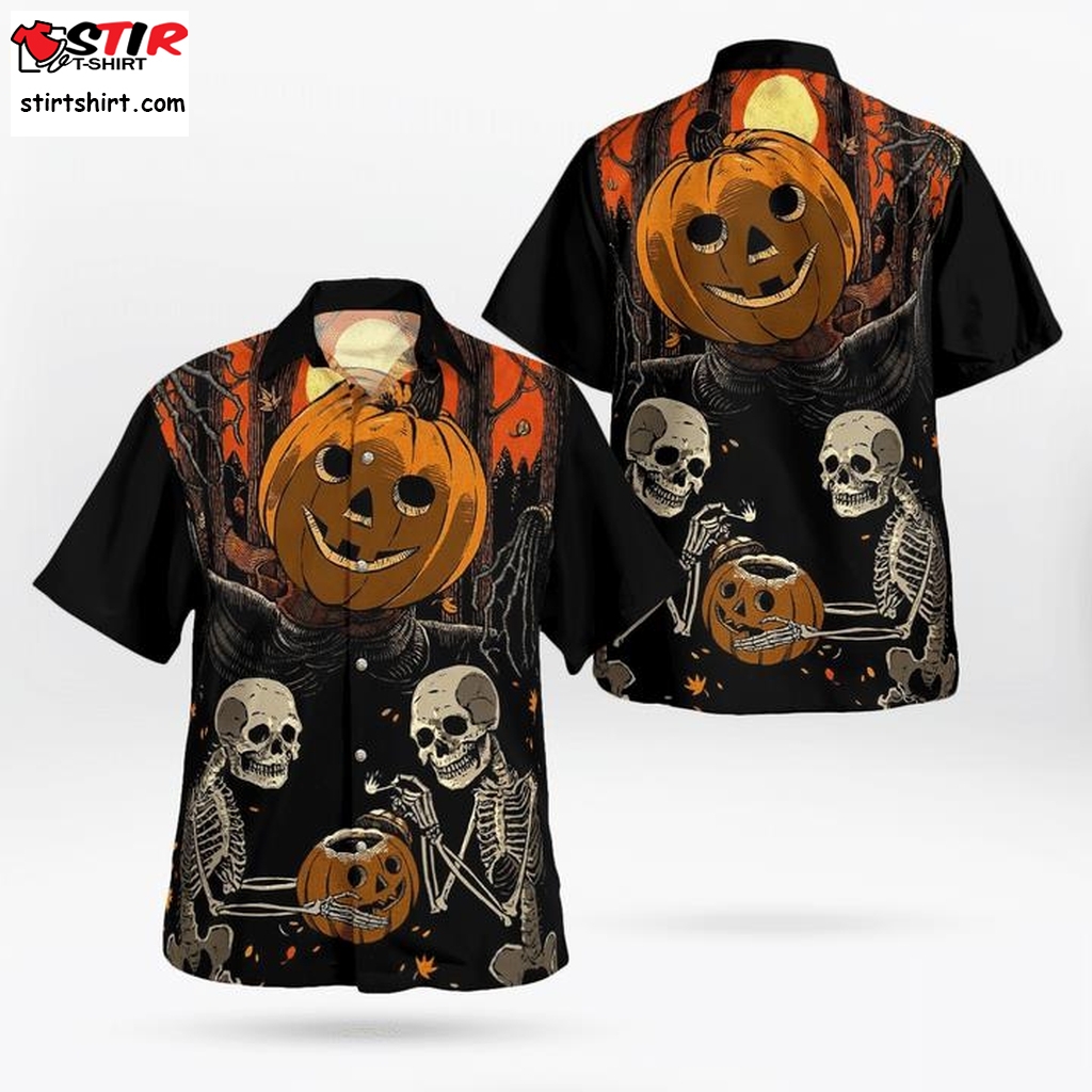Scary Skeleton Halloween Scarecrow Pumpkinhead Spooky 3D Hawaii Shirt, All Over Print, 3D Tshirt, Hoodie, Sweatshirt, Long Sleeve, Aop Shirt  Long Sleeve Hawaiian T Shirt