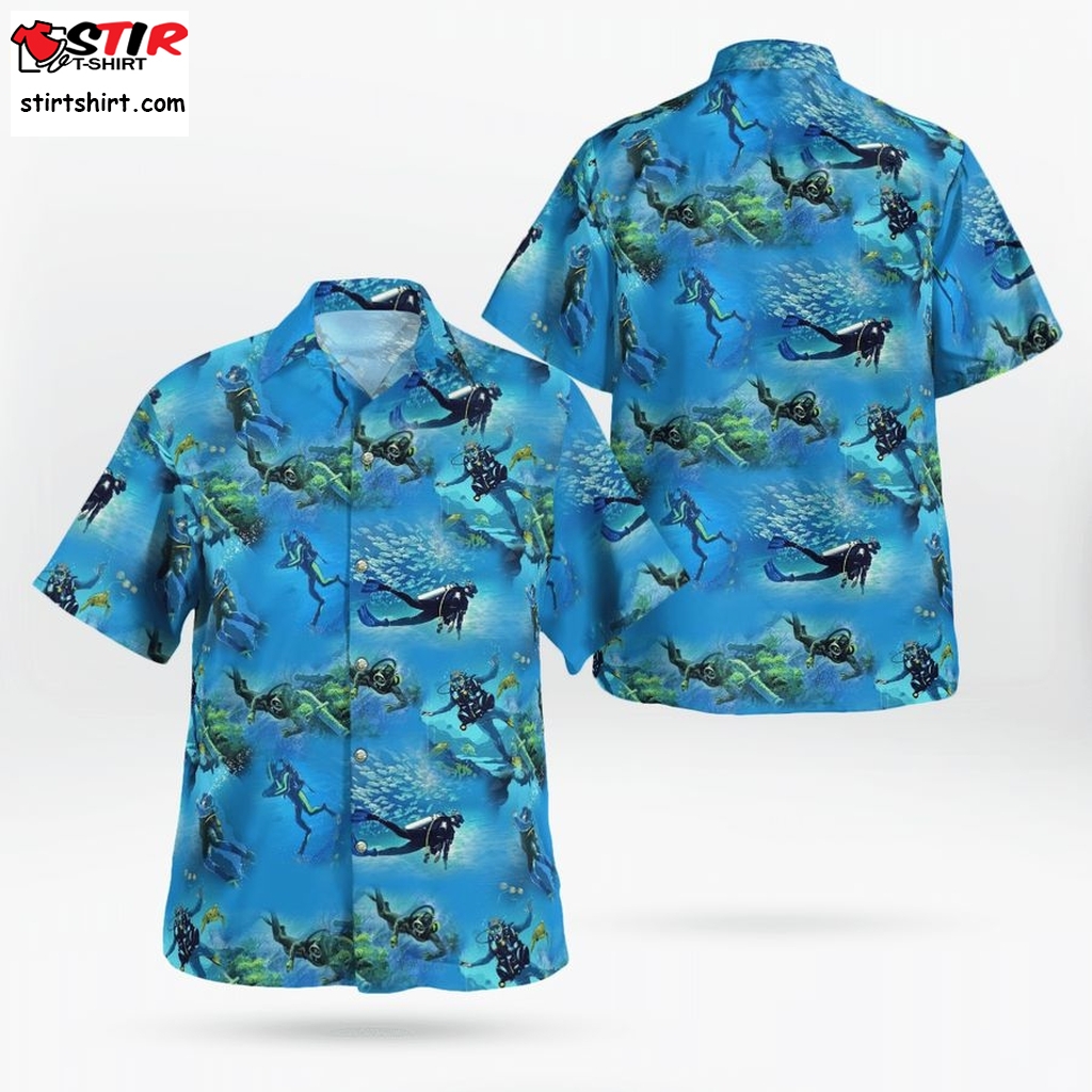 Scuba Diving Pattern Hawaiian Beach Shirt  Jeff Spicoli 