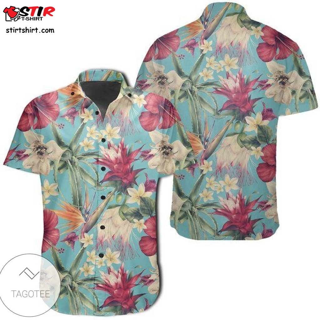 Seamless Floral Pattern With Tropical Hibiscus Watercolor Hawaiian Shirt  Halloween Costumes With A 
