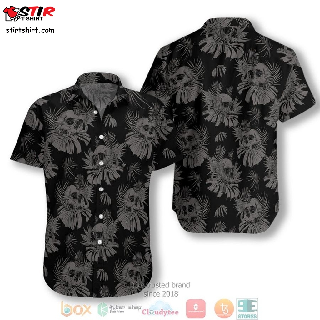 Seamless Gothic Skull With Butterfly Goth Hawaiian Shirt  