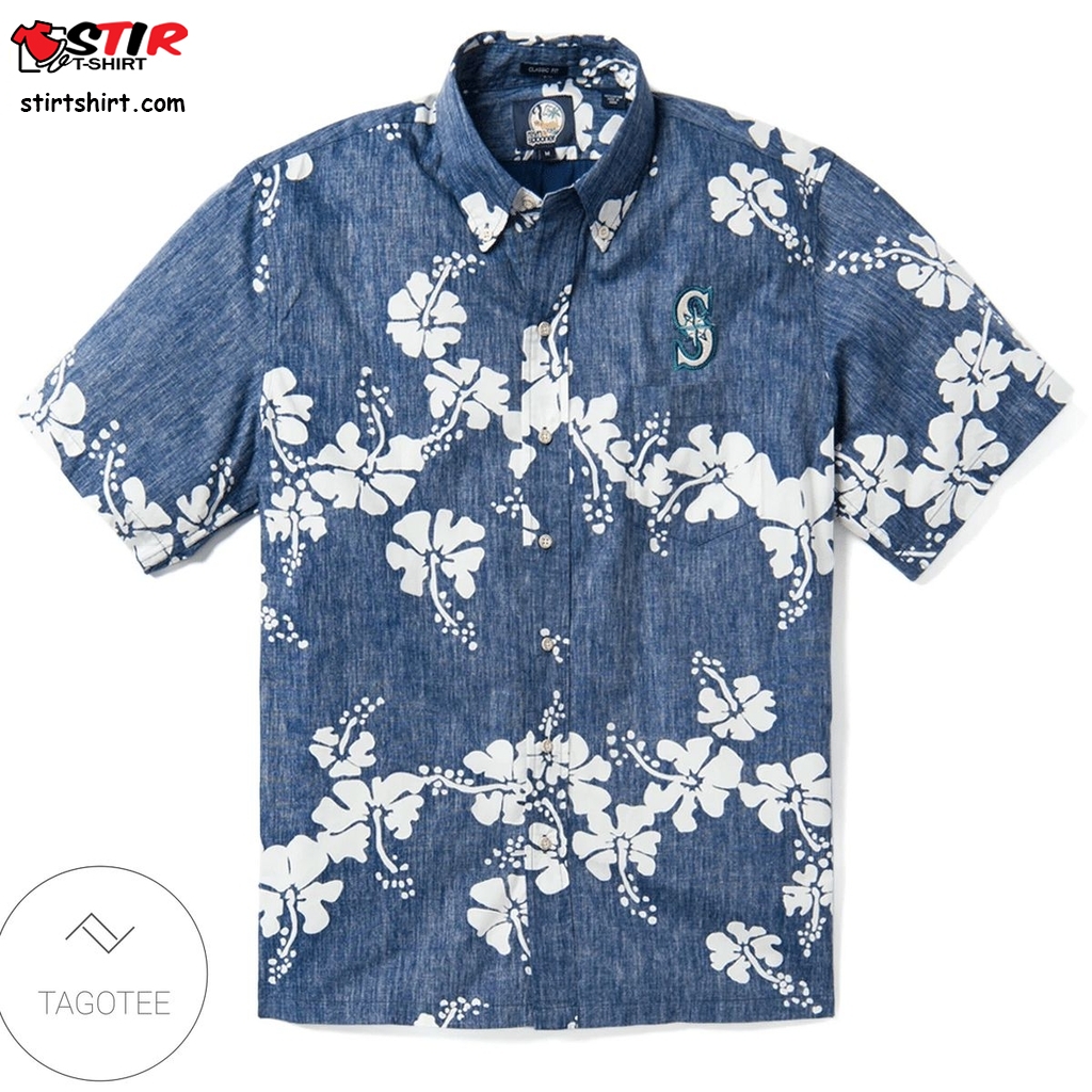 Seattle Mariners 24 Griffey Navy Jersey Inspired Hawaiian Shirt