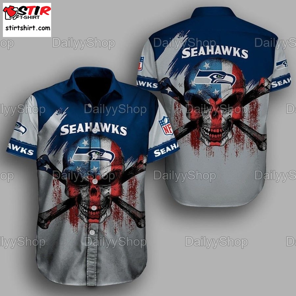 Seattle Seahawks 3D Skull Death Hawaiian Shirt Button Shirt Summer  Seattle Seahawks 