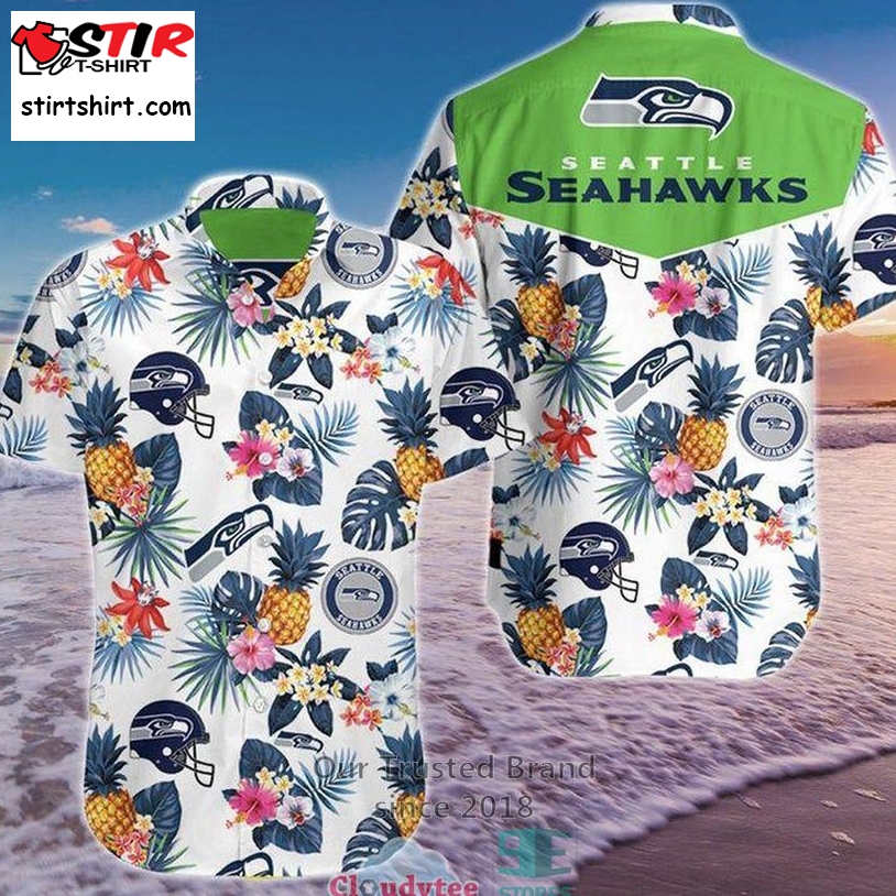 Seattle Seahawks Hibiscus Flower Pineapple Hawaiian Shirt    Seattle Seahawks 