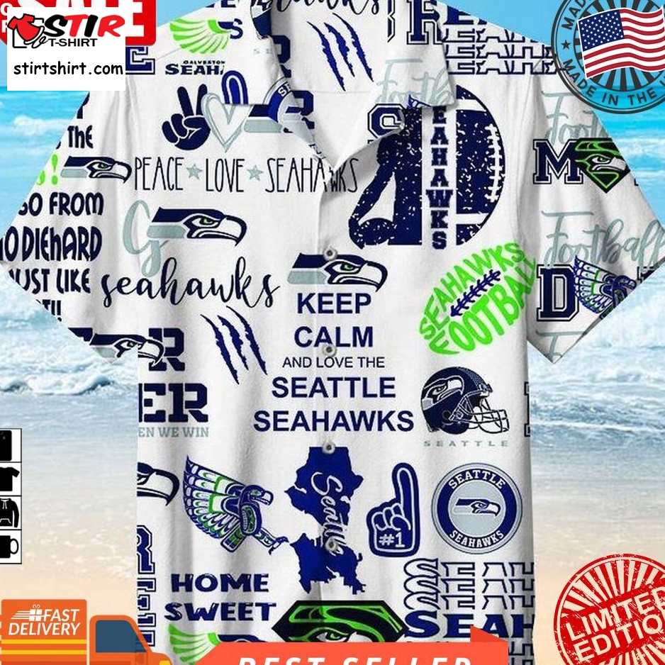 Seattle Seahawks Nfl Hawaiian Graphic Print Short Sleeve Hawaiian Shirt L98   3271  Seattle Seahawks 