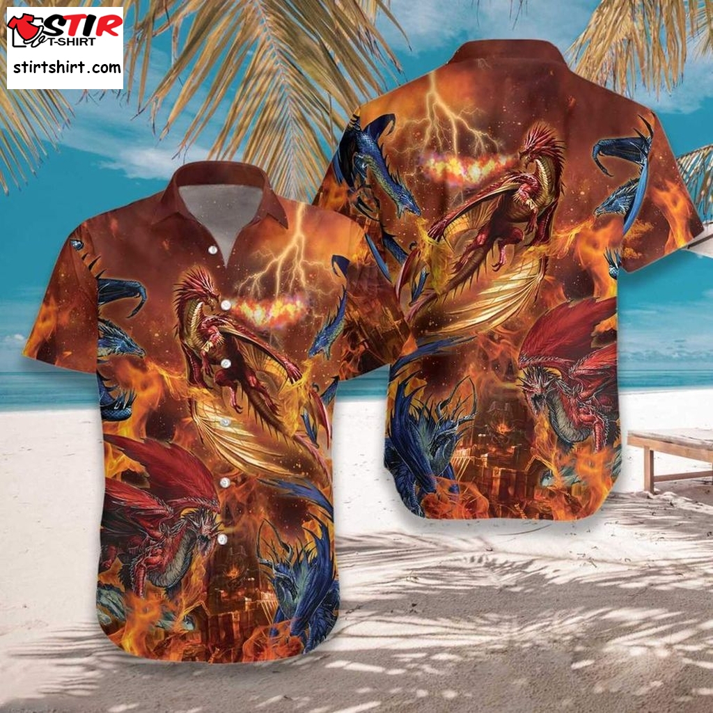 Shape Of Fire Dragons Hawaiian Shirt Aloha Tactical Hawaiian Shirts Funny Shirts