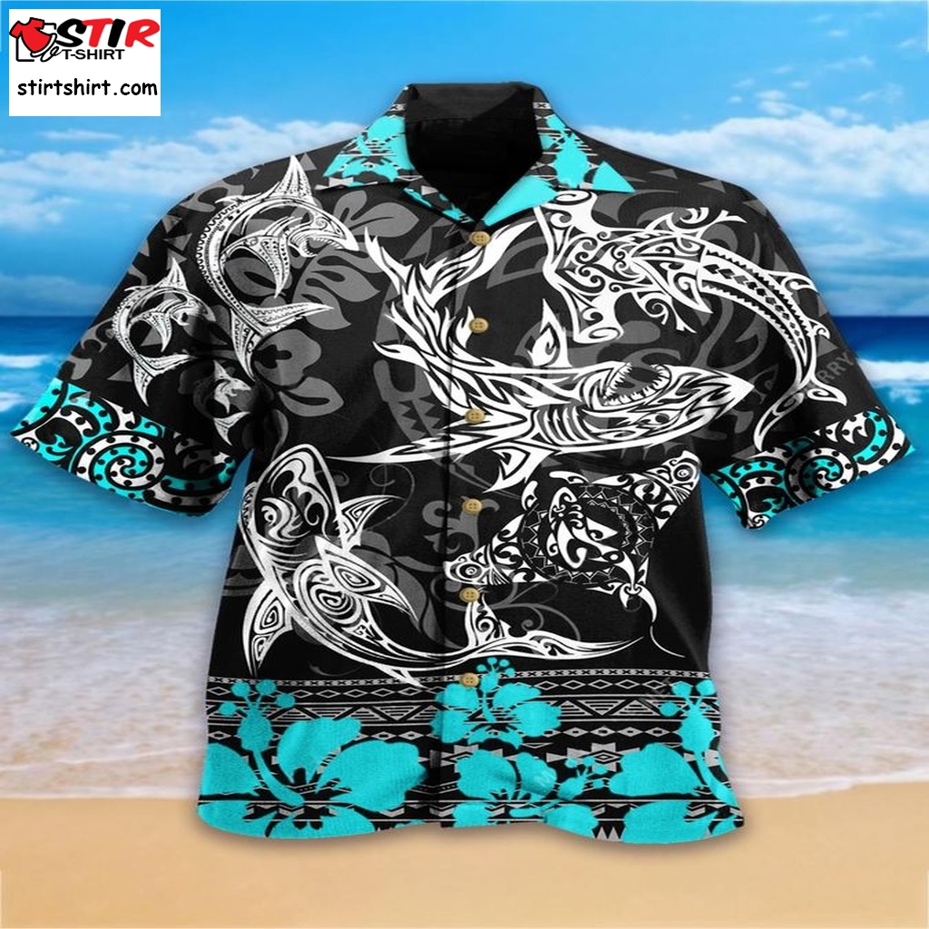 Shark Fishing Hawaiian Shirt Aloha Tactical Hawaiian Shirts Gift Shirts