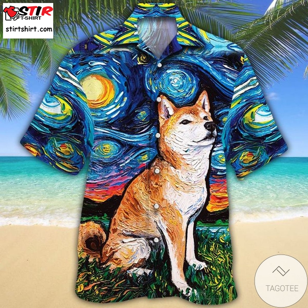 Shiba Inu Dog Lovers Starry Night Hawaiian Shirt  Shiba Inu 