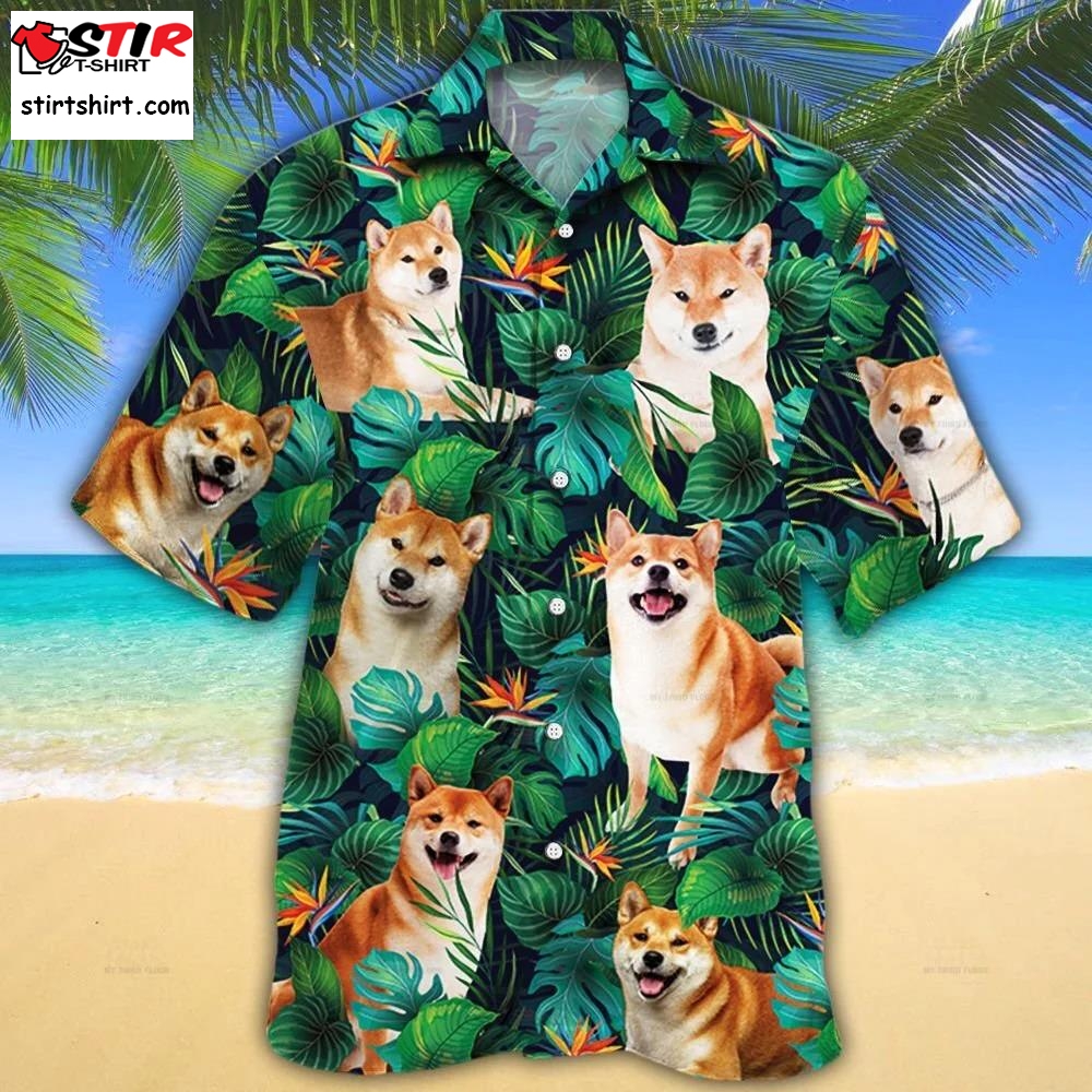 Shiba Inu Dog Lovers Tropical Leaves Hawaiian Shirt  Shiba Inu 