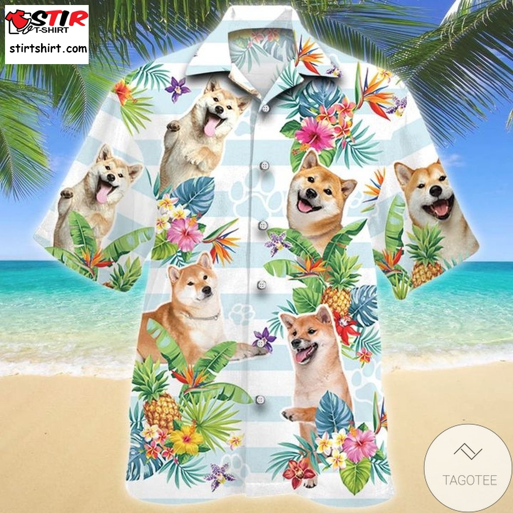 Shiba Inu Dog Tropical Flower Hawaiian Shirt  Shiba Inu 