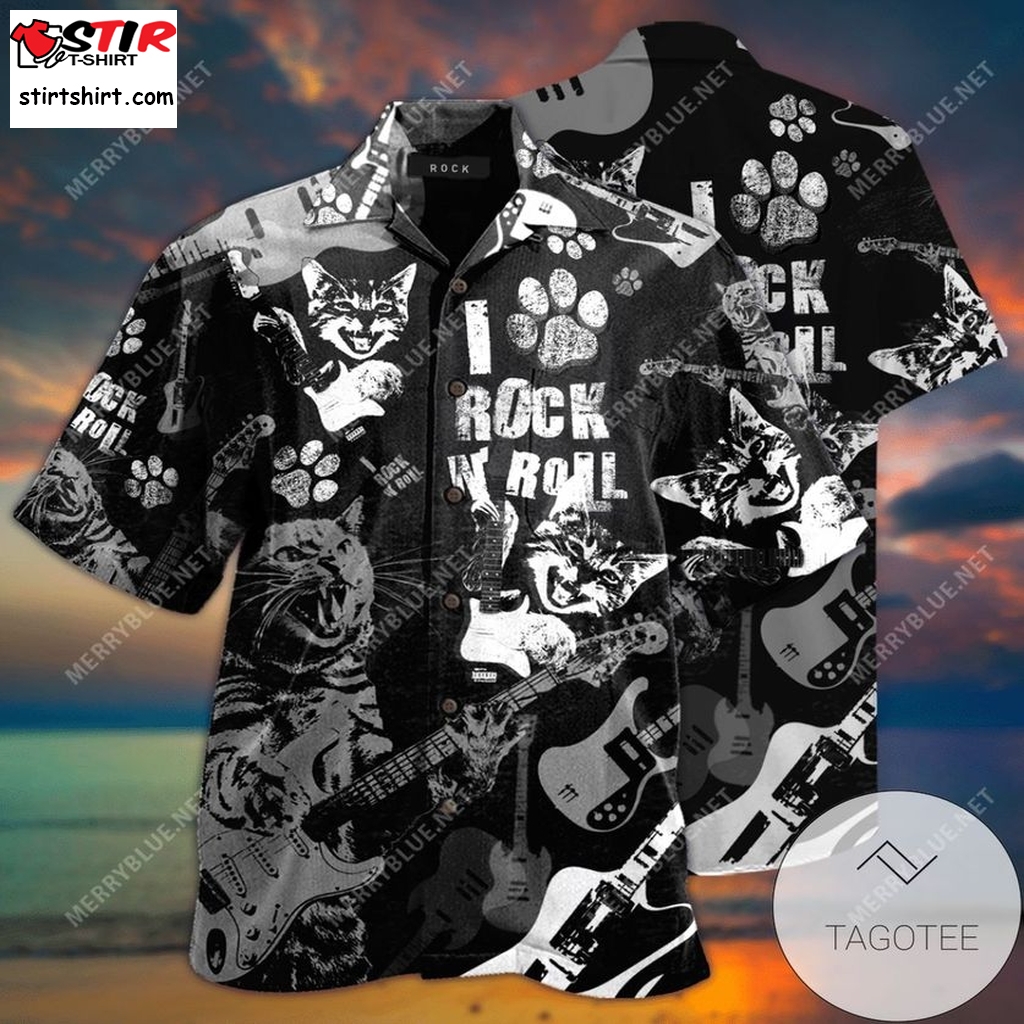 Shop Cat Rock And Roll Unisex Authentic Hawaiian Shirt 2023