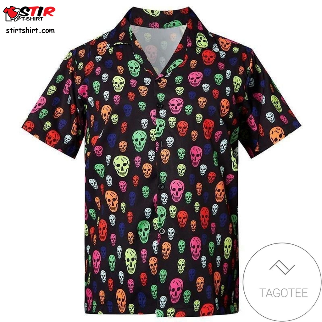 Shop Mens Authentic Hawaiian Shirt 2023S Colorful Skull  Mens s