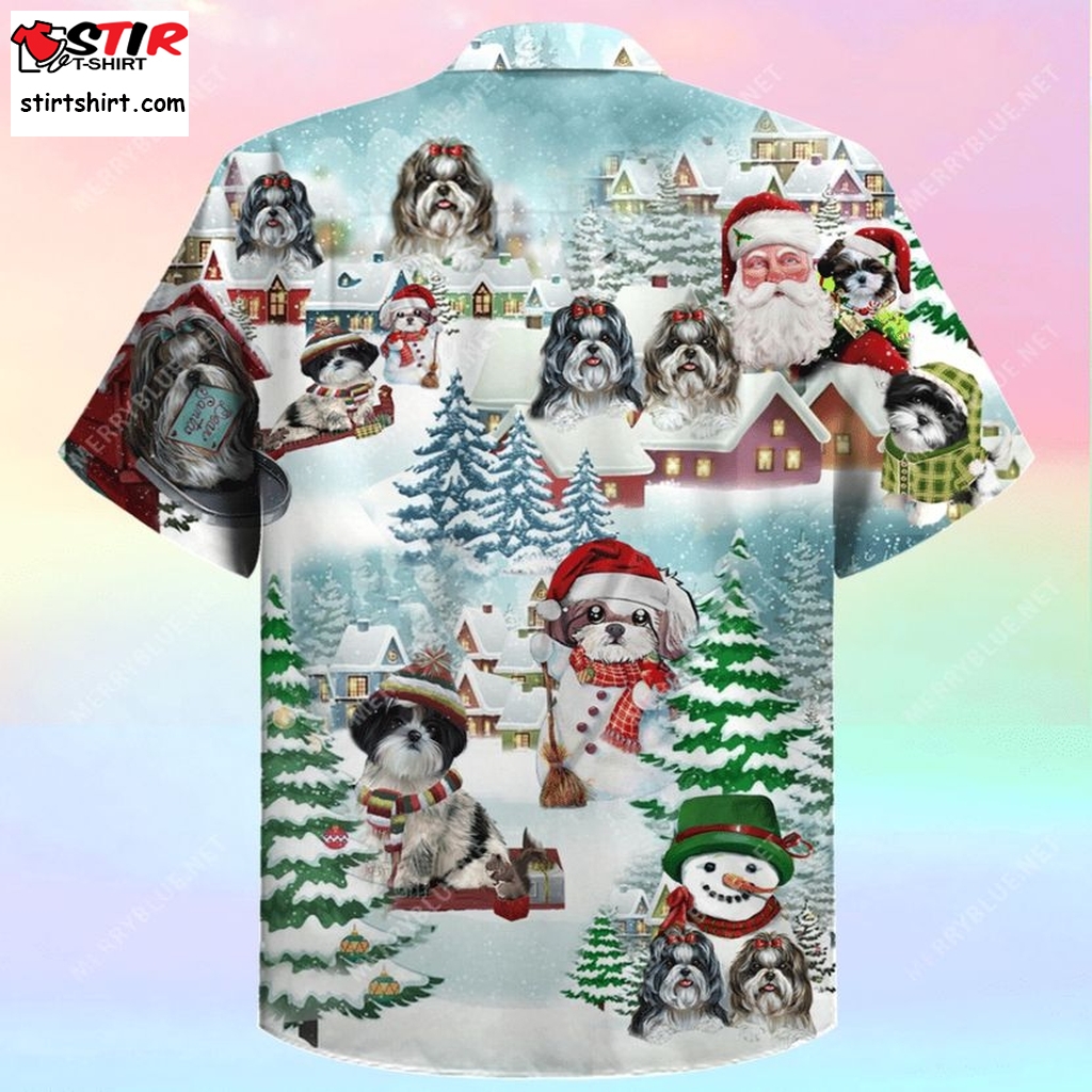 Shop We Shih Tzu A Merry Christmas Unisex Hawaiian Shirt 